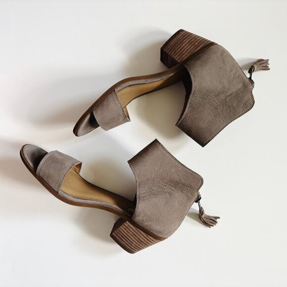 Lucky Brand Taupe Brown Suede Leather Low Block Heel Shoes Size 9 - Picture 3 of 10